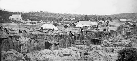 Looking from Chinatown to St. Saviours Church, TambarooraHoltermann Collection, ON 4 Box 12 No 80015